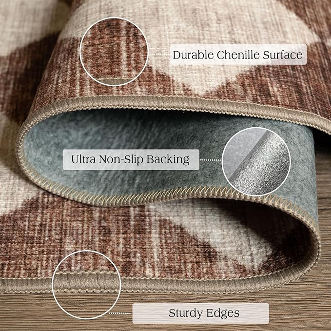 Checkered Entryway Rug - 28" x 43" Small Front Door Mat Indoor Outside Entrance Non-Slip Washable Outdoor Mat Rustic Brown Beige Modern Farmhouse Rug for Entryway Kitchen Bedroom Porch Decor