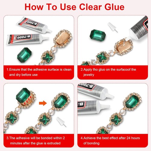 B7000 Clear Glue - Precision Tip Adhesive for Rhinestones, Jewelry & Crafts | 50ML (1.68 fl. oz)