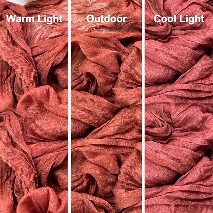 Booque Valley Fall Table Runner 3 Pack Terracotta Cheesecloth 10ft Soft Boho Wrinkled Decorative Gauze Sheer for Autumn Thanksgiving Holiday Party Centerpiece Decoration Table Decor, 35x120 Inch