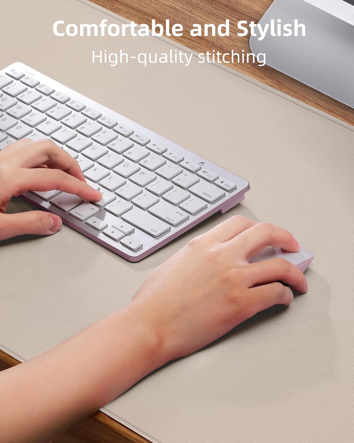 Skiennix Extra Large Desk Mat - 48"x 24" Non-Slip Pad for Office & Home - Perfect for Large Mouse Pads (Beige)