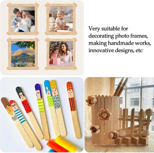 KTOJOY Craft Sticks - 200 Pcs Natural Wood Ice Cream & Popsicle Sticks | 4.5 Inch Length for DIY Crafts