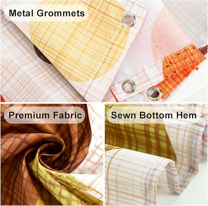 Mid Century Modern Shower Curtain Abstract Geometric Art Shower Curtains for Bathroom Waterproof Fabric Bath Curtain Decor with Hooks