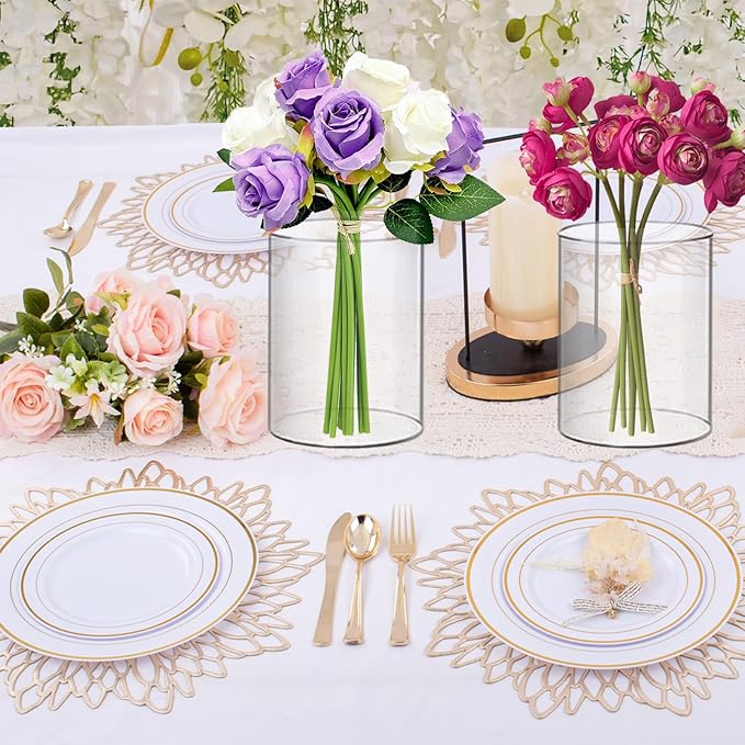 20 Pcs Plastic Vases, 4 Inch Clear Acrylic Cylinder Vase Bulk Floating Candle Holder Small Plastic Vases for Centerpiece Flowers Home Table Wedding Decor