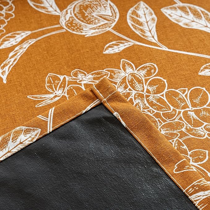 Vintage Orange Peony Floral Blackout Curtains - Cotton Blend Light Blocking Drapes with Grommet Top for Bedroom, Living Room & Office, Boho Home Decor, 52W x 63L