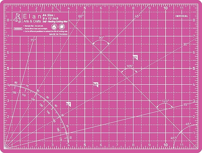 Elan Cutting Mat A4 Pink & Purple, Self Healing Cutting Mat 9x12 Inch, 5-Ply Craft Board Pink, Hobby Board for Crafts 9x12 Inch
