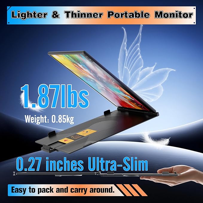 Miesebe Laptop Screen Extender 14", Ultra Thin 0.27'' FHD 1080P Portable Monitor for Laptop 13-17.3", Plug n Play Extra Monitor Extender, Eye Care Second Screen for MacBook/Windows/Android/Switch/PS5