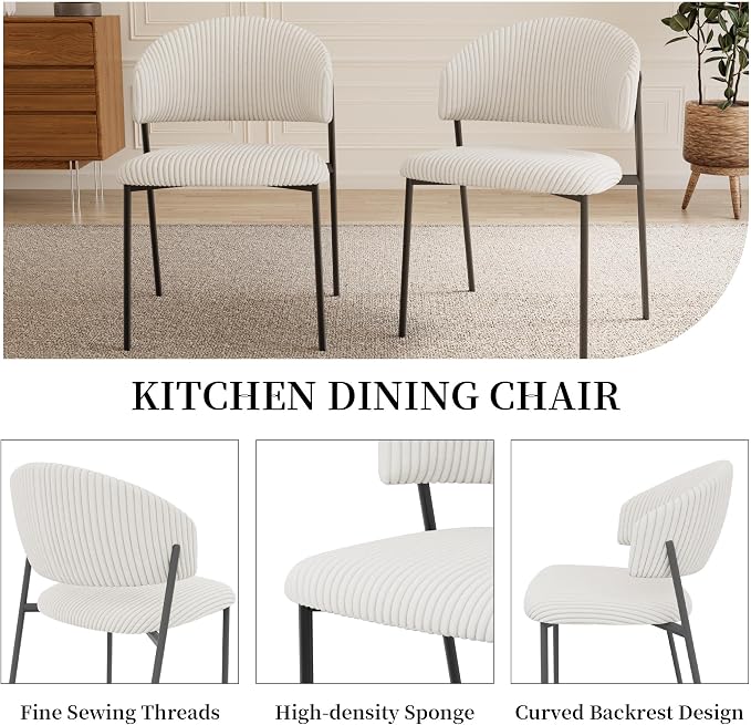 HIPIHOM 45.3 Inch Round Dining Table Set for 4, Mid Century Modern Small Coffee Set for Dining Room Kitchen Apartment (Cream Table + 4 White Shell Chairs)