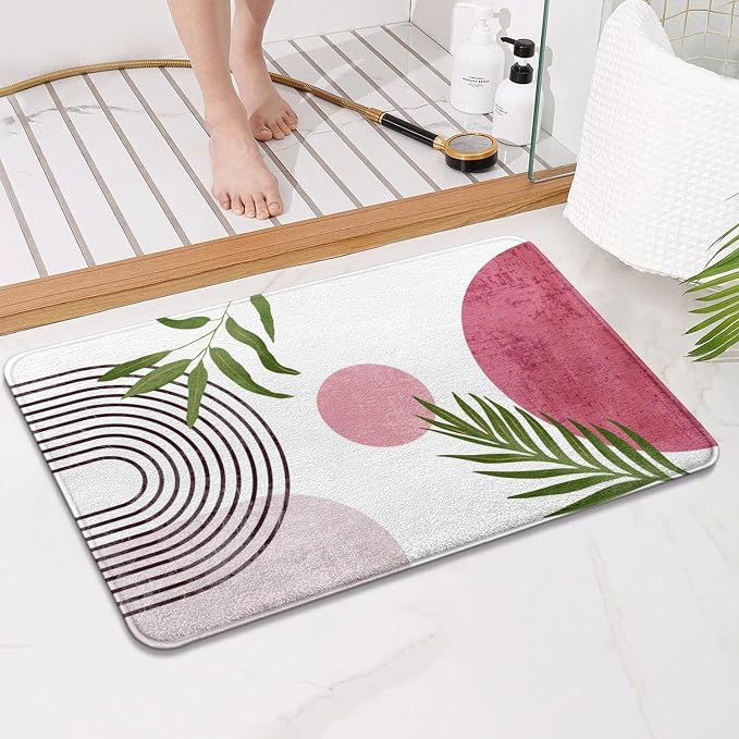 Bathroom Rugs Non-Slip Boho Bath Mat, Small Cute Bath Mat Soft Washable Bathmat Shower Rug for Bathtub Boho Decor