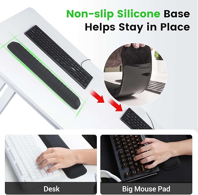 MEKASS Keyboard Wrist Rest for 60% Compact Keyboard, Ergonomic Soft Memory Foam Wrist Support with Non-Slip Silicone Base, Keyboard Pad Relieve Wrist Pain from Laptop, Computer, Typing (Pink)