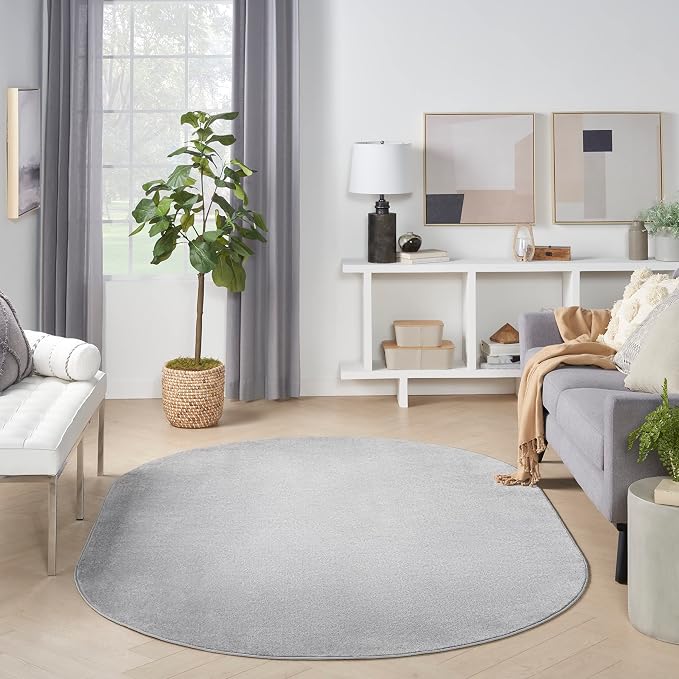 Nourison Home Nourison Essentials Silver Grey 6' x 9' Oval Area Rug - Easy Clean, Non Shedding, Bed Room, Living Room, Dining Room, Kitchen (6' x 9' Oval)