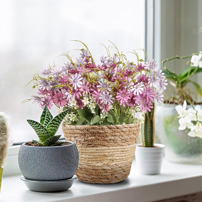 Artificial Flowers Wildflowers Silk Daisy Spring Fake Daisies Decoration Summer UV Resistant Colorful Mixed Bundles Faux Greenery Outdoor Plant Stem Filler for Home Decor Indoor Floral Arrangements