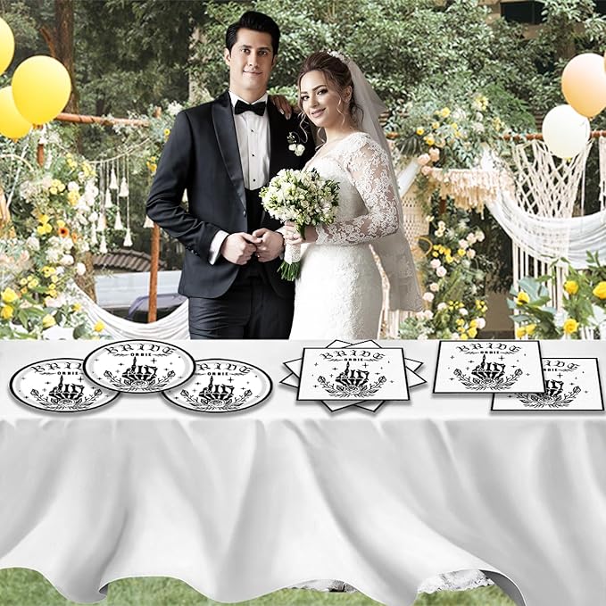 40Pcs Bachelorette Party Decorations Black Bride or Die Birthday Plates and Napkins Supplies Till Death Do Us Party Bachelorette Decorations