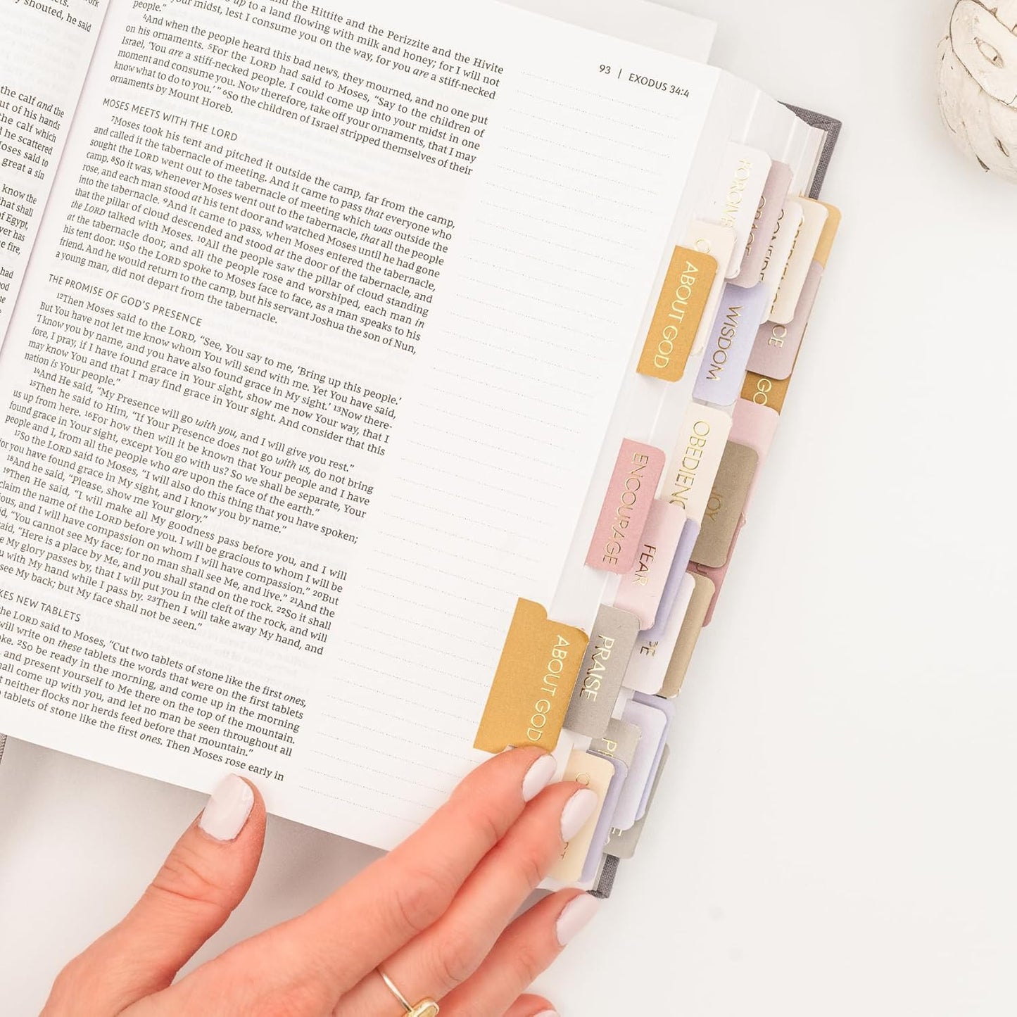 Verse & Vow Bible Tabs - 150 Topic Markers with Blank Tabs for Prayer & Journaling | Organized by 24 Themes