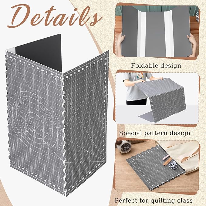 24" x 36" Self Healing Folding Cutting Mat with Grid for Quilting, Sewing, Craft Hobby Board Sewing Cutting Mat for Quilting, Leather, Fabric, Crafting, Scrapbooking, Art, Clay