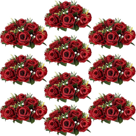 Flower Centerpieces for Wedding Tables: Wedding Table Decorations Crimson Flower Balls Centerpieces for Engagement Cerebration Party Center Pieces 10 Packs