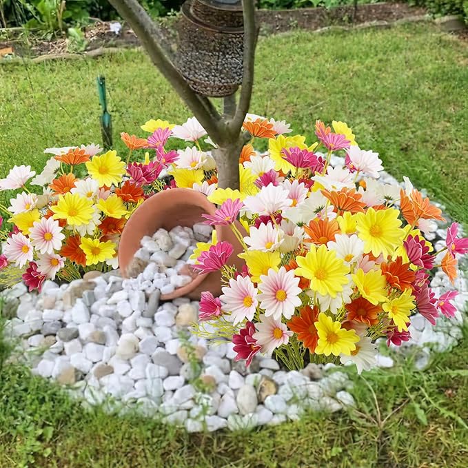 10 Pcs Artificial Daisy Flowers Bulk Artificial Flowers Wildflowers Silk Daisy Faux Gerbera Daisies Bouquet Spring Flowers for Outdoor Indoor Wedding Table Centerpiece Floral Arrangements Decor