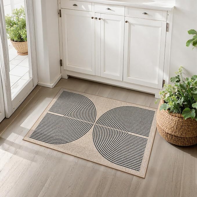 Lahome Enfys Rainbow Easy Jute Rug, 20"x32" Front Door Welcome Mat Non Slip Entry Way Rugs Indoor, Farmhouse Nature Washable Non Shedding Low Pile Floor Carpet for Porch