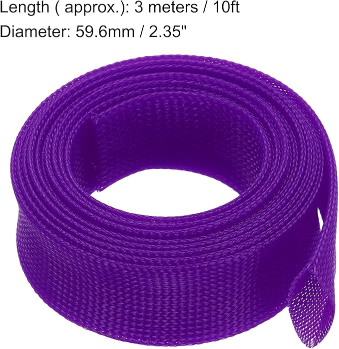uxcell Expandable Sleeving,2 3/8-inch 10ft Cable Sleeve, Purple