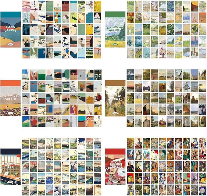 9 Sets 450 Sheets Washi Stickers for Journaling, Art Painting Drawing Themed Stickers Vintage Aesthetic Scrapbook Sticker Set for Bullet Journal Art Diary Card Craft Gifts Planner Notebook