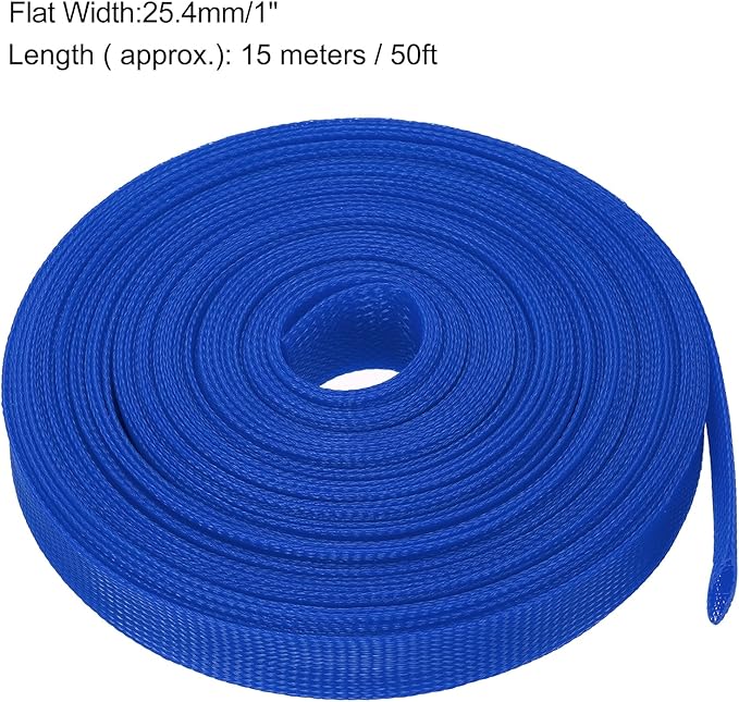 uxcell Expandable Sleeving, 1-inch 50ft Cable Sleeve, Blue