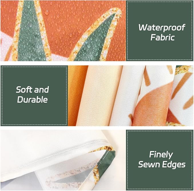 JWXCBIM Boho Mid Century Shower Curtain, Bohemian Orange Minimalist Simple Aesthetic Modern Bathroom Decor, Spring Summer Colorful Rainbow Sun Moon Botanical Fabric Cloth Bath Curtain 72x72 Inches