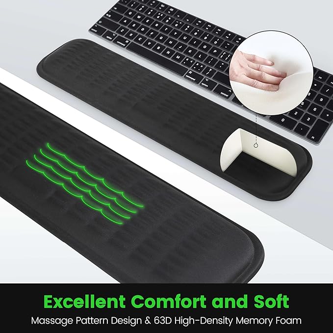 MEKASS Keyboard Wrist Rest, Soft Memory Foam Wrist Support for Keyboard, Keyboard Hand Rest Pad for Wrist Pain Relief, Keyboard Wrist Guard for Long Hours of Work, Gaming, Studying（Gray）