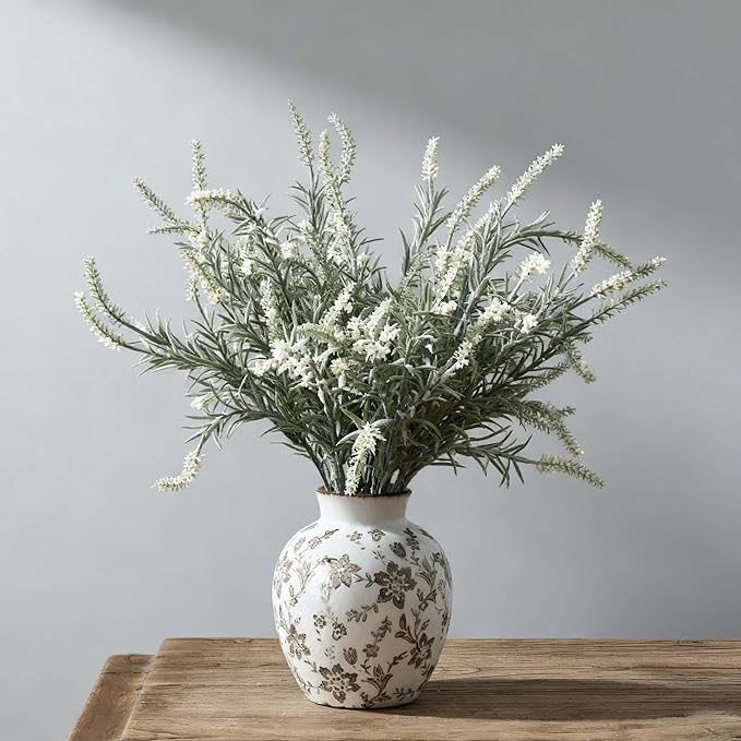 SIDUCAL Ceramic Vintage Vase, 5.83 Inch Retro Ice Cracked Chinoiserie Floral Vase, Rustic Farmhouse Vases for Home Decor, Bookshelf, Garden, Chinoiserie Decor, Tuscan Decor, Brown Floral Pattern