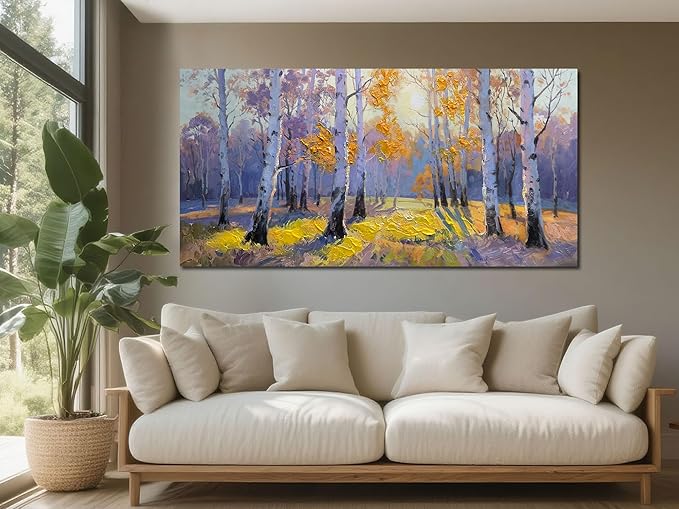 Brushart Forest Canvas Wall Art Nature Extra Large Textured Picture, Painting Wall Decor Living Room Artwork for Walls Bedroom Home Office 58"x29"