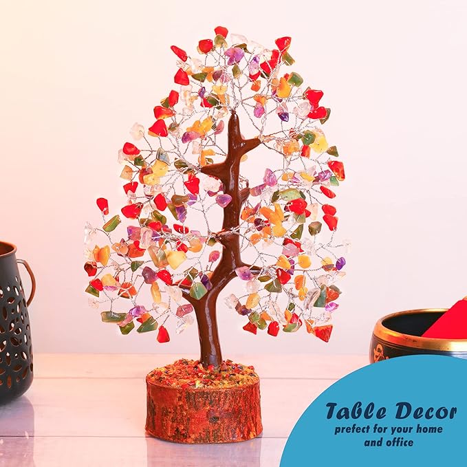 Chakra Tree - Crystal Tree - Feng Shui Tree - Crystal Tree for Positive Energy - Money Crystal Stone - Bonsai Tree - Chakra Tree of Life Decor - Tree of Life Sculptures Tabletop - Good Luck Gifts