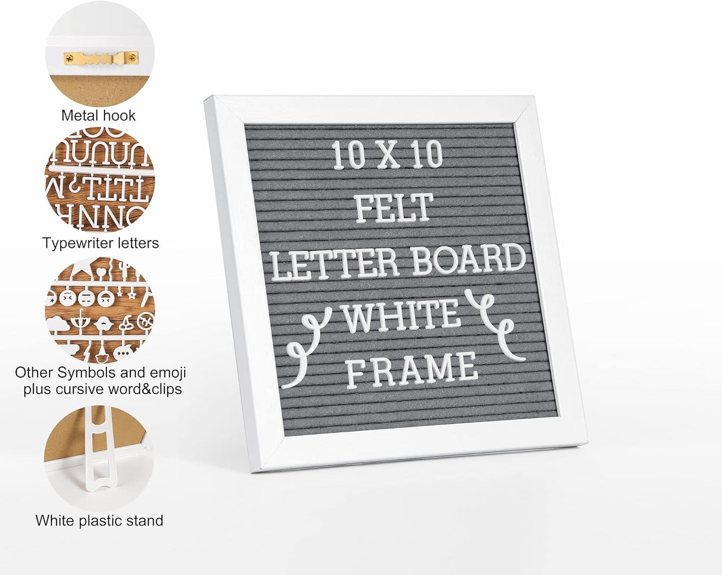 Skiennix Letter Board Sign - White Frame 10x10 Felt Board for Baby Announcements | Includes Typewriter Letters & Canvas Bag
