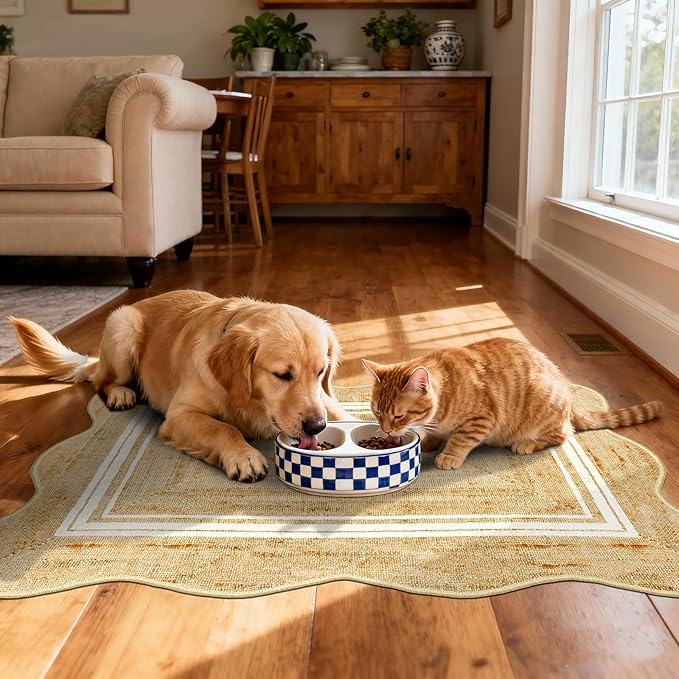 Front Door Rug - 2x3 Jute-Look Washable Doormat Indoor Outdoor Entrance Non-Slip Door Mat Farmhouse Scalloped Small Throw Rugs for Entryway Bedroom Kitchen Mat for Floor Front Porch Decor