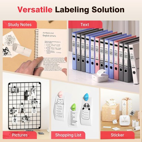 PRT Mini Thermal Sticker Printer - Bluetooth Portable Maker with 1 Roll Paper for DIY Labels & Notes