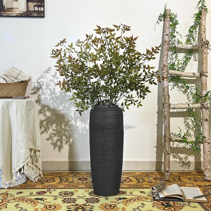 Large Rustic Ceramic Black Vase,19.7 Inch Tall Pottery Farmhouse Decor Floor Vase Vintage Flower Vases for Home Living Room Entryway Table Centerpiece Decor,Terracotta Vases,Wedding Gift