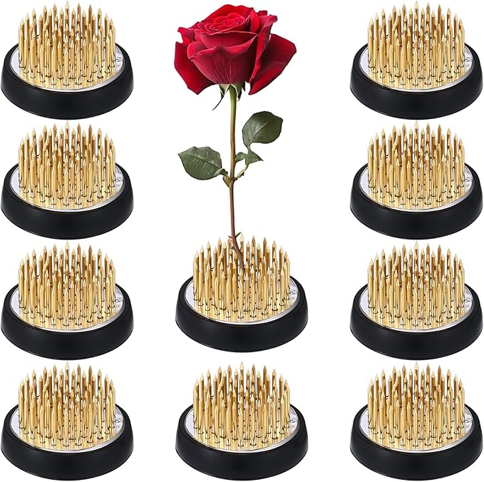 10 Pcs 34mm/1.34inch Diameter Floral Frogs Round Brass Flower Holder Ikebana Vase Floral Frogs Arranger Fixed Tools Pin for Flower Arrangement Home DIY Craft