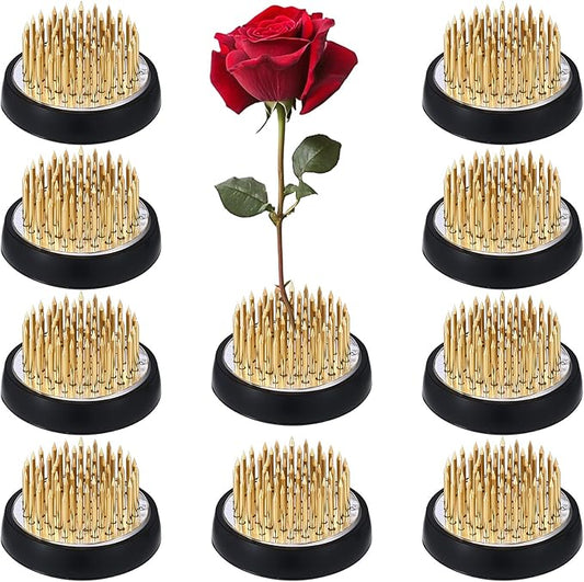 10 Pcs 34mm/1.34inch Diameter Floral Frogs Round Brass Flower Holder Ikebana Vase Floral Frogs Arranger Fixed Tools Pin for Flower Arrangement Home DIY Craft
