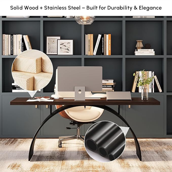 homary 70.9" Industrial Style Desk, Office Writing Desk Walnut Desk Modern Computer Desk Home & Office Furniture Modern Computer Desk