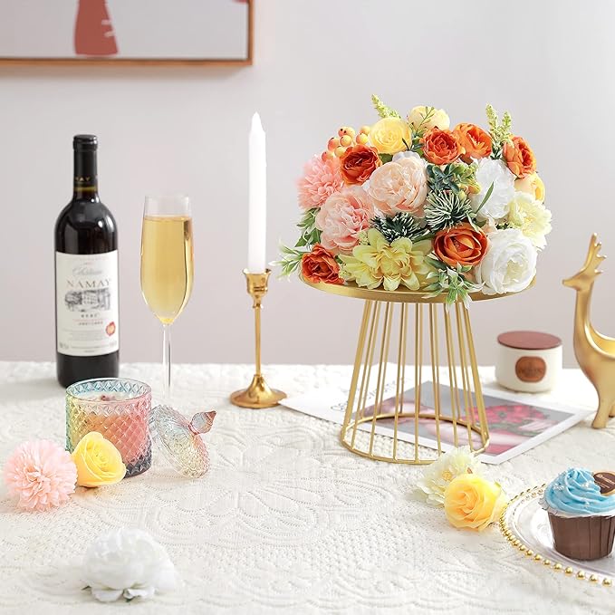 Artificial Flowers Combo, Fake Flowers for DIY Tables Centerpieces Baby Shower Bridal Shower Wedding Bouquet Arrangements Party Candle Holder Cake Decor Flower Home Decorations