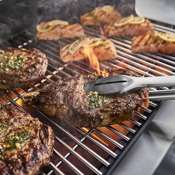 Weber Genesis S-335 Natural Gas Grill for Outdoor Cooking, 3 Burners and 1 Side Burner, Stainless Steel