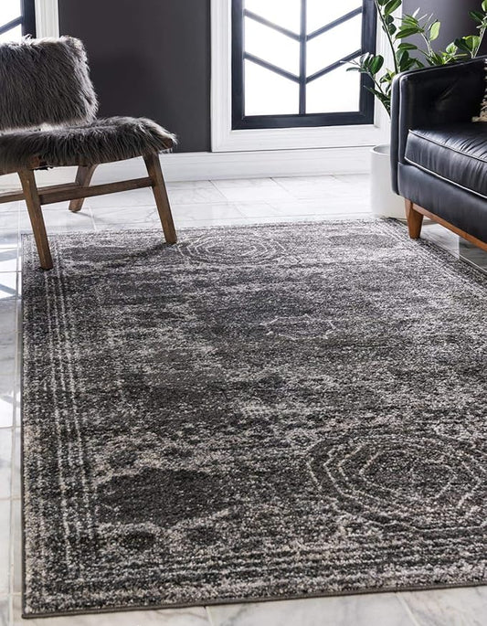 Unique Loom Bromley Collection Area Rug - Wells (3' 3" x 5' 3" Rectangle, Dark Gray/ Gray)