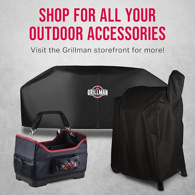 Grill Cover by Grillman, Black, 49 Inch, BBQ Outdoor Grill Covers, Charcoal & Gas Grills, Waterproof, Rip-Proof, Weather-Resistant, Anti-UV, Barbecue Cover for Weber, Genesis, Charbroil, Nexgrill, etc