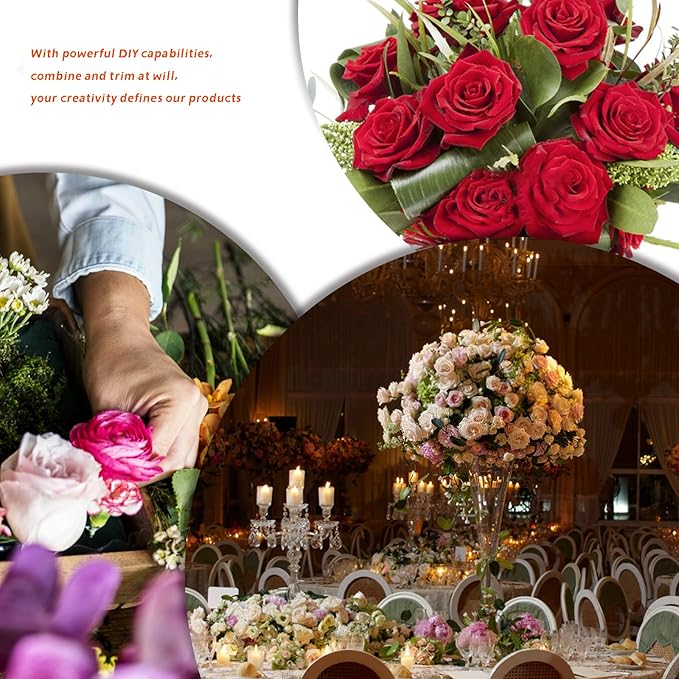 12 Pcs Artificial Rose Flowers, Dark Red Silk Roses with Long Stems, Realistic Fake Roses for Wedding Centerpiece Party Home and Office DIY Decor
