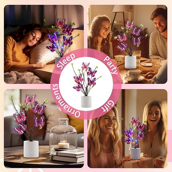 WSYEAR Christmas Birthday Gifts for Women,Butterfly Led Lamp Colorful Vintage Look Butterfly Decor for Women,Mom,Wife,Grandma,Girlfriend,Teenage Girls