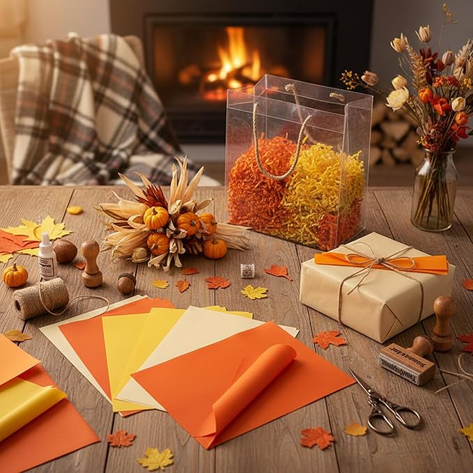 Qilery 500 Sheets Orange Yellow Tissue Paper Bulk for Gift Bags 15 x 20 Inch Acid Free Christmas Packaging Wrapping Paper Sheets for Party Decoration DIY Crafts, Bouquet, Party, Shipping