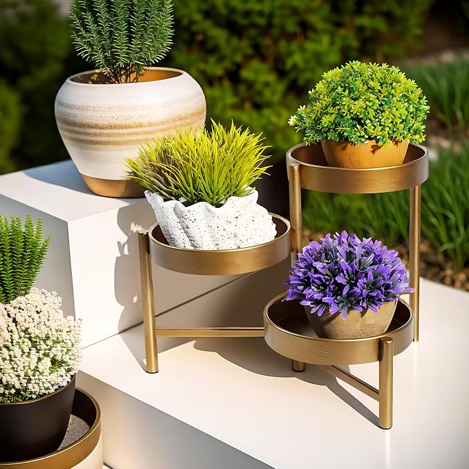Harvest Land Plant Stand 3 Tier Indoor Metal Flower Shelf Corner Tabletop Holders for Garden Balcony Living Room Bedroom Patio Bronze