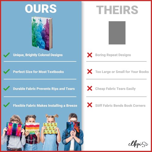 Fun Design Book Cover by [Brand Name] - Stretchable Jumbo Jacket Fits Most Hardcover Textbooks Up to 9 x 11 | Washable & Reusable School Supply