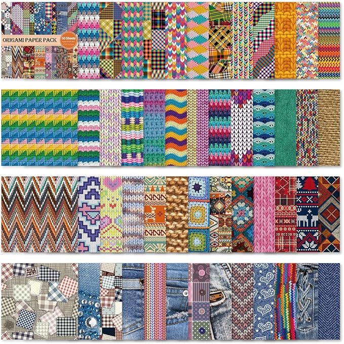 Square Origami Paper 6x6 Double Sided 50 Sheets 50 Colors 70GSM Origami Kit Japanese Chiyo Easy Fold Arts Crafts DIY Handwork Cloth