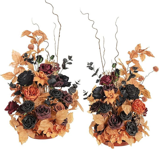 Ling's moment 41" Tall Fall Free Standing Artificial Flowers Arrangements 2 pcs Wedding Arch Altar Stage Decorations Classic Halloween Wedding for Ceremony Reception Church Backdrop Outdoor Party