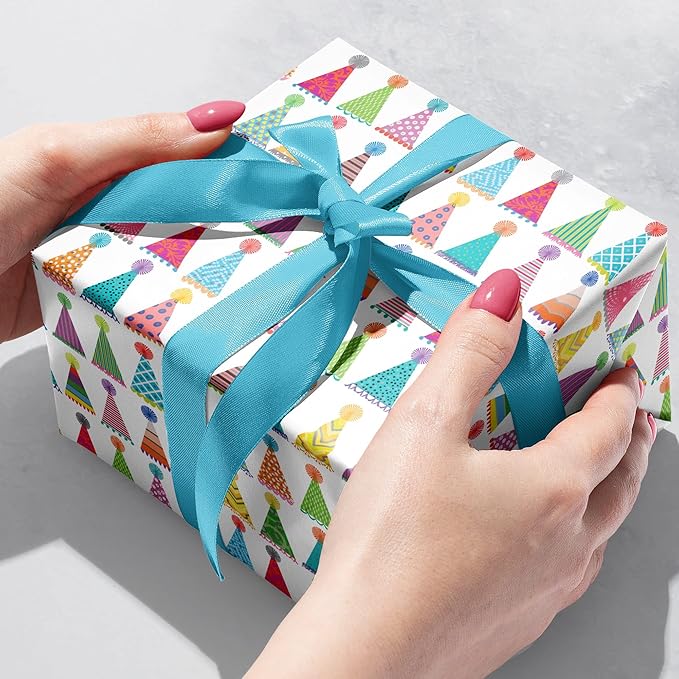 Jillson Roberts Bulk Gift Wrap, Everyday Gift Wrapping Supplies, Party Hats, 1/4 Ream 208 feet x 30 inches