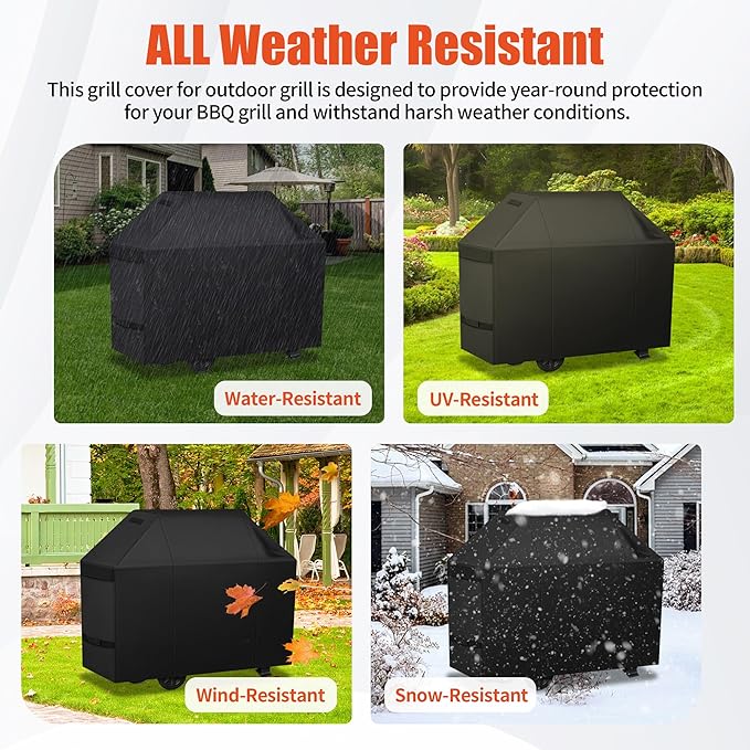 iCOVER Grill Cover 60 inch, BBQ Grill Cover for Outdoor Grill, 600D Heavy Duty Waterproof BBQ Cover, Anti-UV and Rip-Proof Barbecue Cover, Gas Grill Cover for Weber, Char-Broil, Nexgrill, etc