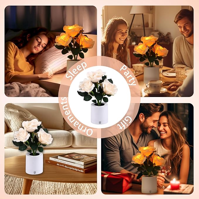 WSYEAR Forever Yellow Rose Flower Lamp Touch Lamp Christmas Birthday Gifts for Women Her Wife Girlfriend Daughter, Dimmable Rose Lamp Decor for Bedroom
